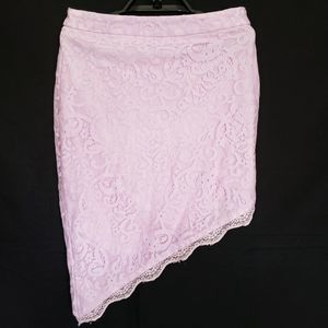 Tobi Lace Womens Skirt Size Medium Lavender Asymmetric Fully lined Zipper